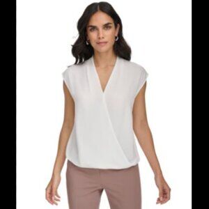 Sophie Max Cap Sleeve Faux-Wrap Blouse